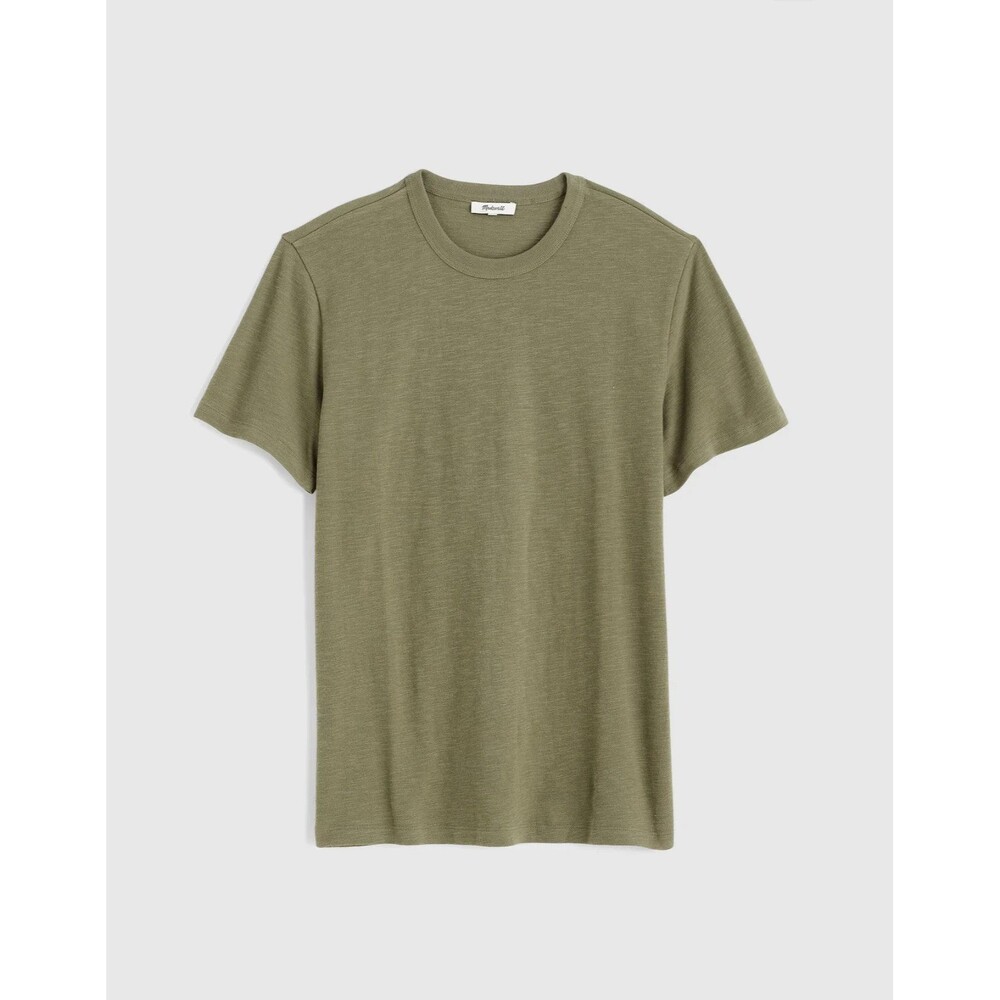 Madewell T-Shirt Mens L Olive Green Heavyweight Slub Knit Tee Cotton Crew NWT - Picture 8 of 12